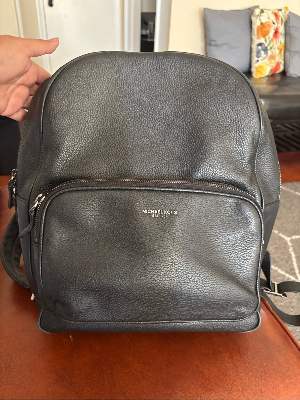 Michael Kors Men's Black pebbled leather Backpack